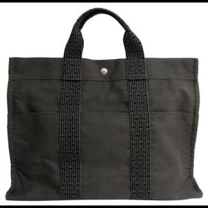 Hermès Black Gray MM Large Carry Fourre Tout Tote